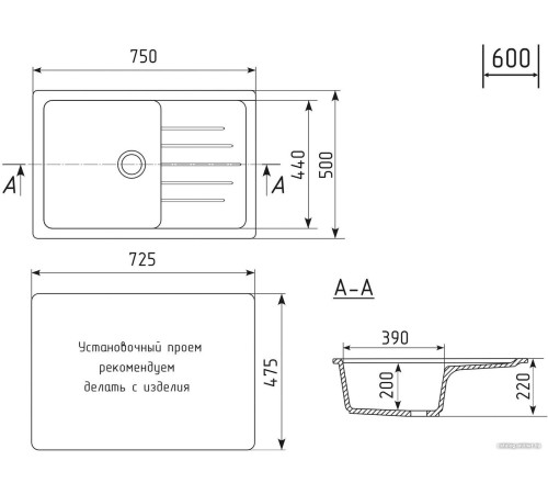 Кухонная мойка Mixline ML-GM19 551988 графит