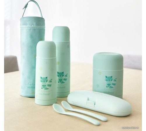 Термос для еды Miniland Thermy Dolce 600мл бирюзовый/енот