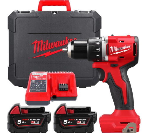 Дрель-шуруповерт Milwaukee M18 M18BLDDRC-502C 4933492835 с 2-мя АКБ 5 Ач, кейс
