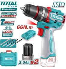 Ударная дрель-шуруповерт Total TIDLI166062 с 2-мя АКБ, кейс