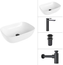 Умывальник Lauter 21493A + Cascade 21СК0655BS + сифон 21635B + дон.клапан 21190B черный матовый