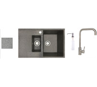 Кухонная мойка БелЭворс Forma R + смеситель W4998-4 + дозатор L405-1 серый