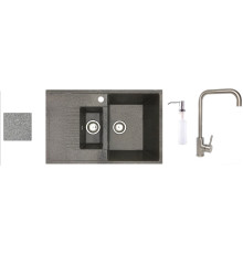 Кухонная мойка БелЭворс Forma R + смеситель W4998-4 + дозатор L405-1 серый