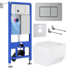 Унитаз подвесной Roxen Boro в комплекте с инсталляцией StounFix Dual Fresh 6 в 1 968433 кнопка: сатин