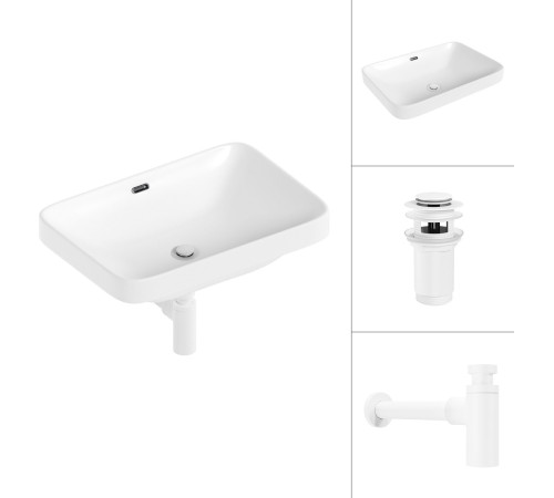 Умывальник Lauter 21441B + клапан 21190W + сифон 21635W белый матовый