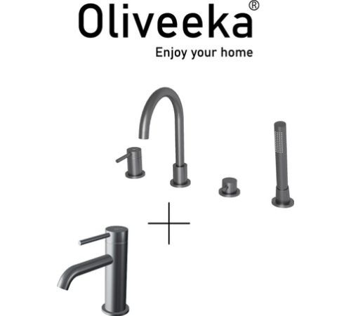 Комплект смесителей Oliveeka OL-669017+88139017-BGM матовый оружейный металл