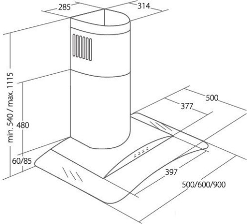 Кухонная вытяжка Akpo Largo 50 WK-4 черный