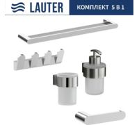 Набор аксессуаров для ванной Lauter 21TS3018 + 21TS3020 + 21TS3008 + 21TS3012 + 21TS3001 Chrome, 5 предметов