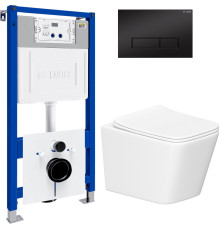 Унитаз подвесной Lauter Square 214903 с кнопкой 219704HD узкая, черный