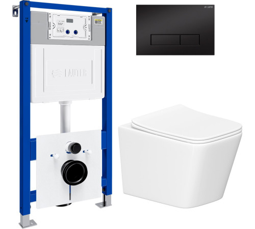 Унитаз подвесной Lauter Square 214903 с кнопкой 219704HD узкая, черный