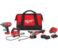 Milwaukee 4933498576 гайковерт, болгарка, смазочный пистолет, 3 АКБ, сумка