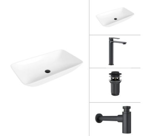 Умывальник Lauter 21886 + Moon 21СК8691BS + сифон 21635B + дон.клапан 21190B черный матовый