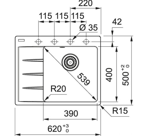 Кухонная мойка Franke Centro CNG 611/211-62 TL Fragranite 114.0639.717 оникс
