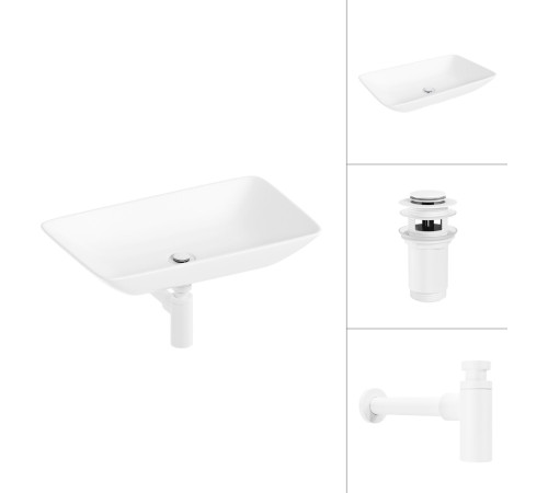 Умывальник Lauter 21540 + клапан 21190W + сифон 21635W белый матовый