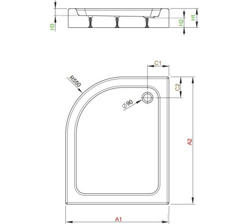 Душевой поддон Radaway Laros E Compact 100x80 правый [SLE81017-01R]