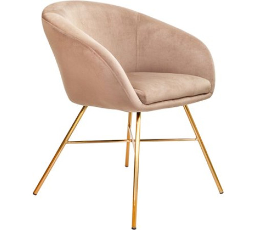 Стул с подлокотниками AksHome Amur светло-коричневый велюр/золото