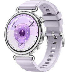 Умные часы Huawei Watch GT 6 41 мм серебристый, с сиреневым силиконовым ремешком, международная версия