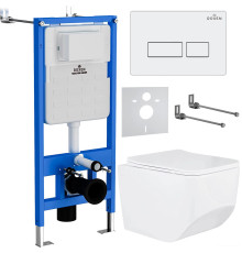 Унитаз подвесной Roxen Boro в комплекте с инсталляцией StounFix Dual Fresh 6 в 1 577353 кнопка: белый глянец