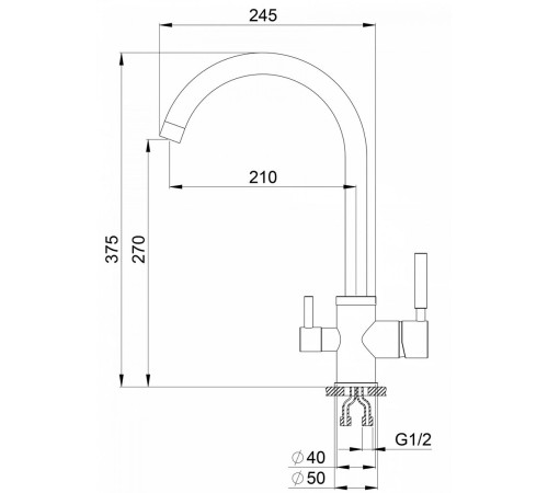 Смеситель Krona Brunnen H270 1 КА-00006917 черный