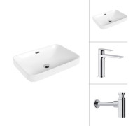Умывальник Lauter 21441A + Reef 21CK678C с сифоном 21635CH хром