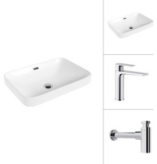 Умывальник Lauter 21441A + Reef 21CK678C с сифоном 21635CH хром