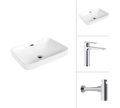 Умывальник Lauter 21441A + Reef 21CK678C с сифоном 21635CH хром