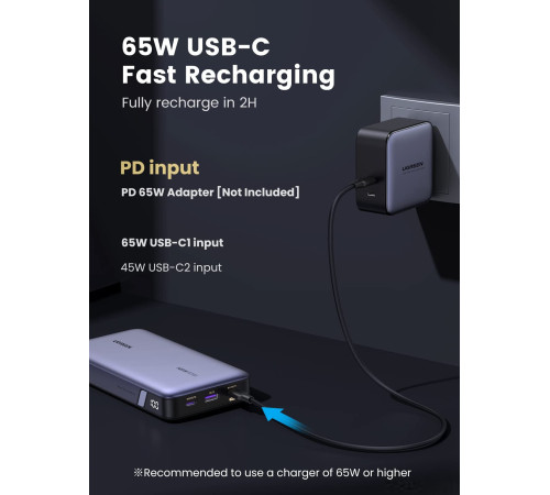 Внешний аккумулятор Ugreen PB205 25000mAh серый