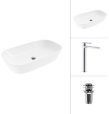 Умывальник Lauter 21393-70 + Reef 21CK8678C с донным клапаном 21190CH хром