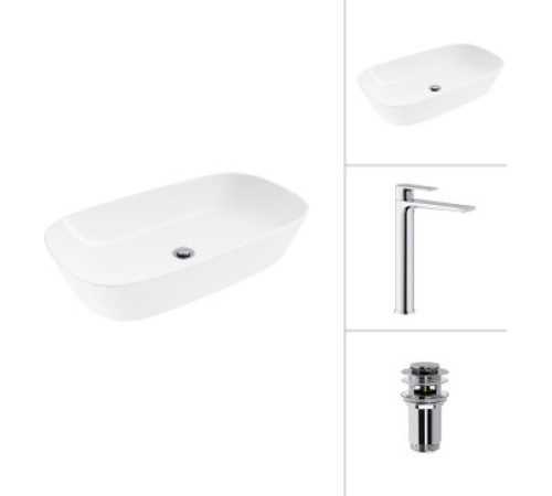 Умывальник Lauter 21393-70 + Reef 21CK8678C с донным клапаном 21190CH хром