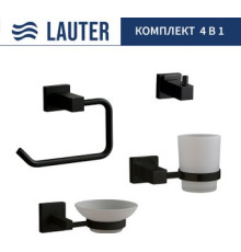 Набор аксессуаров для ванной Lauter 21SH6062 + 21SH6052 + 21SH6092 + 21SH6072 Matt Black, 4 предмета