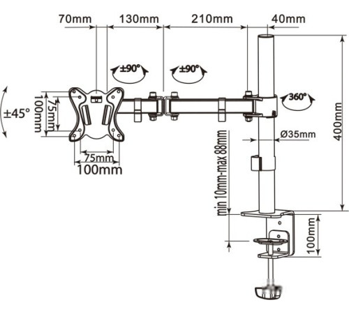 Кронштейн для монитора MasterKron UDT07-C012