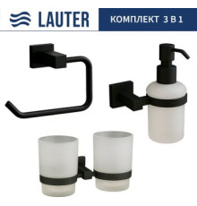 Набор аксессуаров для ванной Lauter 21SH6082 + 21SH6172 + 21SH6072 Matt Black, 3 предмета