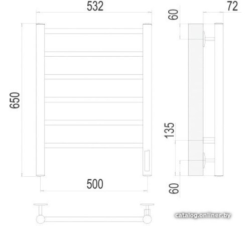 Полотенцесушитель TERMINUS Аврора П6 500x650 нп электро хром
