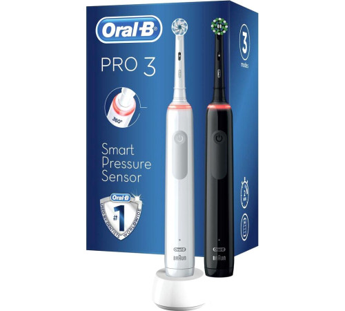 Комплект зубных щеток Oral-B Pro 3 3900 Duo Cross Action + Sensi White D505.523.3H