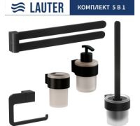 Набор аксессуаров для ванной Lauter 21TS3019 + 21TS3021 + 21TS3015 + 21TS3004 + 21TS3023 Matt Black, 5 предметов