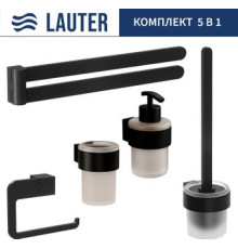 Набор аксессуаров для ванной Lauter 21TS3019 + 21TS3021 + 21TS3015 + 21TS3004 + 21TS3023 Matt Black, 5 предметов