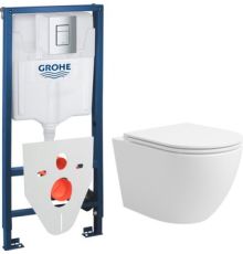 Унитаз подвесной Lauter Vortex 2110830+GROHE Rapid SL 38772001+37131000 с кнопкой прямоугольная, хром