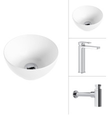 Умывальник Lauter 21601E + Cascade 21СК0655C с сифоном 21635CH хром