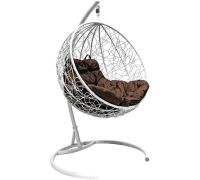 Подвесное кресло M-Group Круг 11050105 белый ротанг/коричневая подушка