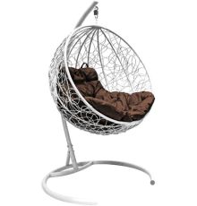 Подвесное кресло M-Group Круг 11050105 белый ротанг/коричневая подушка