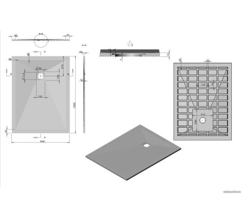 Душевой поддон Vincea VST-4SR9012A 120x90
