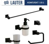 Набор аксессуаров для ванной Lauter 21SH6062 + 21SH6172 + 21SH6092 + 21SH6072 + 21SH6012 Matt Black, 5 предметов