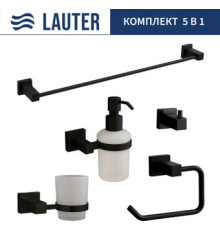 Набор аксессуаров для ванной Lauter 21SH6062 + 21SH6172 + 21SH6092 + 21SH6072 + 21SH6012 Matt Black, 5 предметов