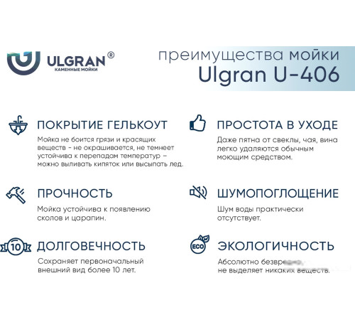 Кухонная мойка Ulgran U-406 309 темно-серый