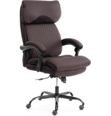 Офисное кресло TetChair Chief metalBL кожзам/ткань коричневый/коричневый стеганный
