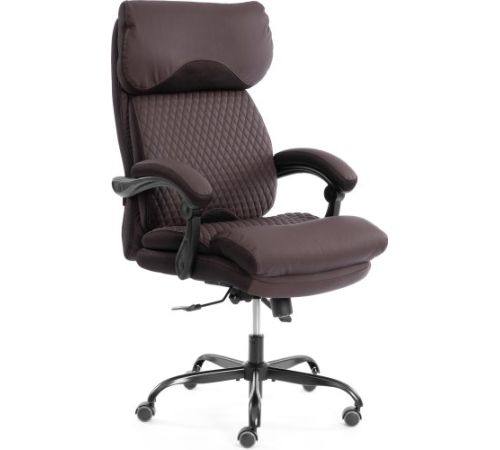 Офисное кресло TetChair Chief metalBL кожзам/ткань коричневый/коричневый стеганный
