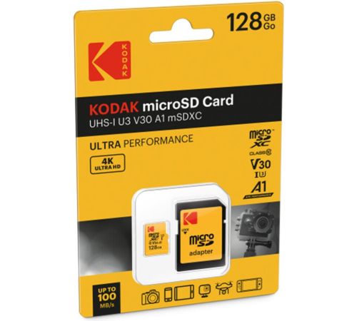 Карта памяти Kodak Ultra Performance microSDXC 128GB EKMSDM128GXC10HPRK с адаптером