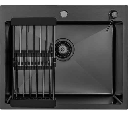 Кухонная мойка ARFEKA ECO AR мойка 600*500, коландер, дозатор BLACK DECOR MILLET GRAINS