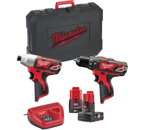 Milwaukee M12 M12BPP2B-421C 4933443497 шуруповерт, винтоверт, 2 АКБ, кейс