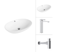 Умывальник Lauter 21709 + Cascade 21СК0655C с сифоном 21635CH хром